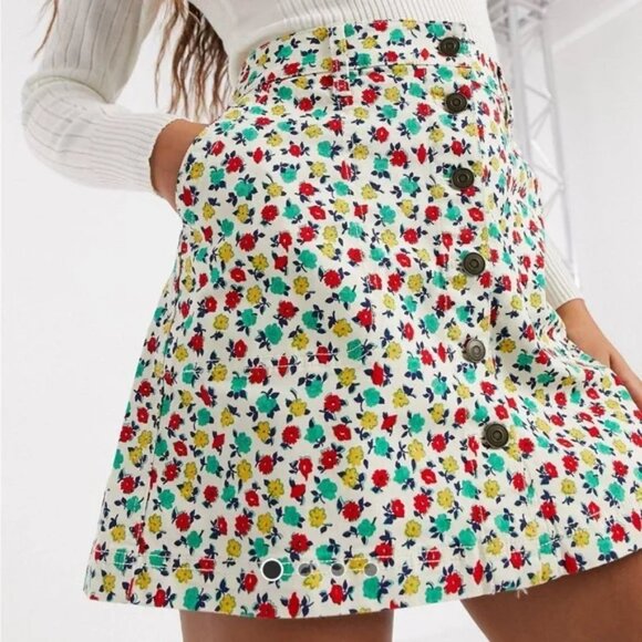 J.Crew Mercantile Floral Button Front Mini Skirt Size 4 - Picture 1 of 12